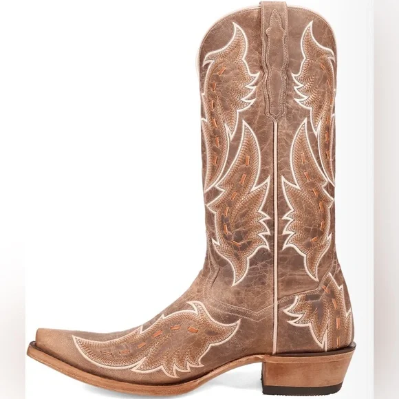 Dan Post NEW Men’s Racer Leather Boot Size 7 Snip Toe Cowboy Boots - Picture 3 of 6